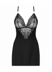 828-CHE-1 Nuisette et String - Noir