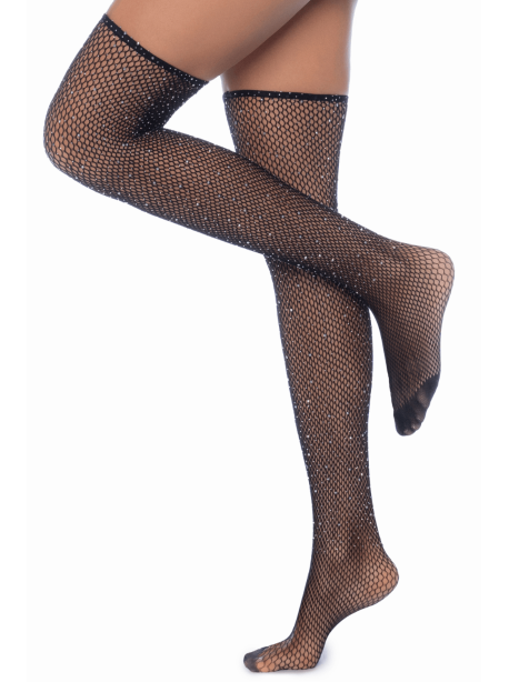 Bas résille noire avec strass