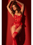 Body en maille brodée rouge
