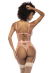 Body guépière avec dentelle brodée florale Sydney, porte jarretelles réglables et détachables