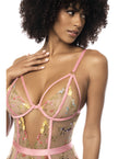 Body guépière avec dentelle brodée florale Sydney, porte jarretelles réglables et détachables