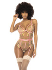 Body guépière avec dentelle brodée florale Sydney, porte jarretelles réglables et détachables