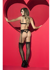 Ensemble 3 pièce, Soutien gorge String Porte-jarretelle, Noir