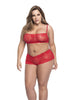 Ensemble lingerie, grande taille, rouge  top bustier et shorty dentelle
