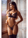 Ensemble lingerie léopard en dentelle effet velours – Mapalé