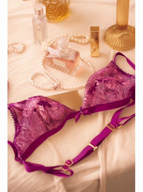 Ensemble sexy 2 pièces en dentelle satinée