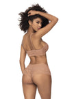 Ensemble 2 pièces en dentelle, top à bretelles et shorty cacao